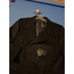 VELLA Men's Jacket Size 6XL Black Wool / Poly Blend Lined Double Breasted - New